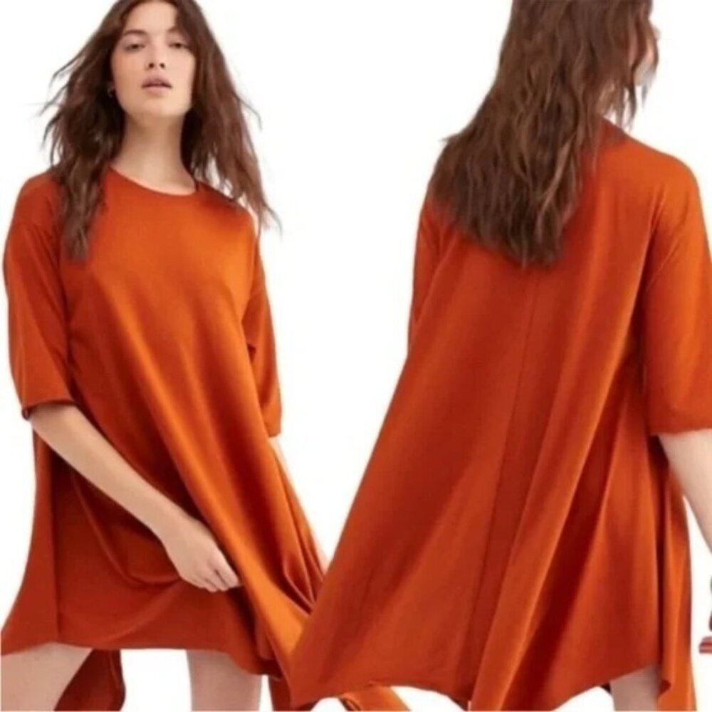 Free People Beach Kahana Orange Swing Tunic Mini Dress Womens XS Boho Oversize